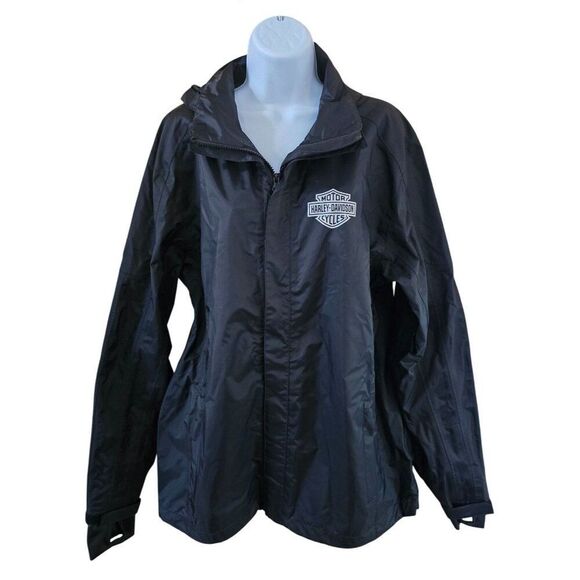 Harley-Davidson Black Motorcycle Jacket With Reflective Stripes & Logo  biker - Picture 1 of 12